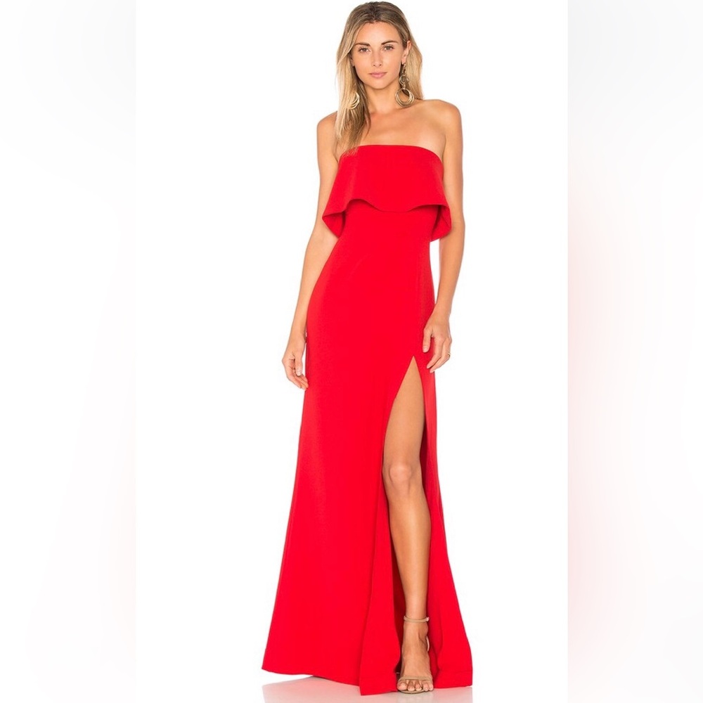 NEW Lovers + Friends Anzen Strapless Gown Bright Red Size Small - Picture 8 of 8